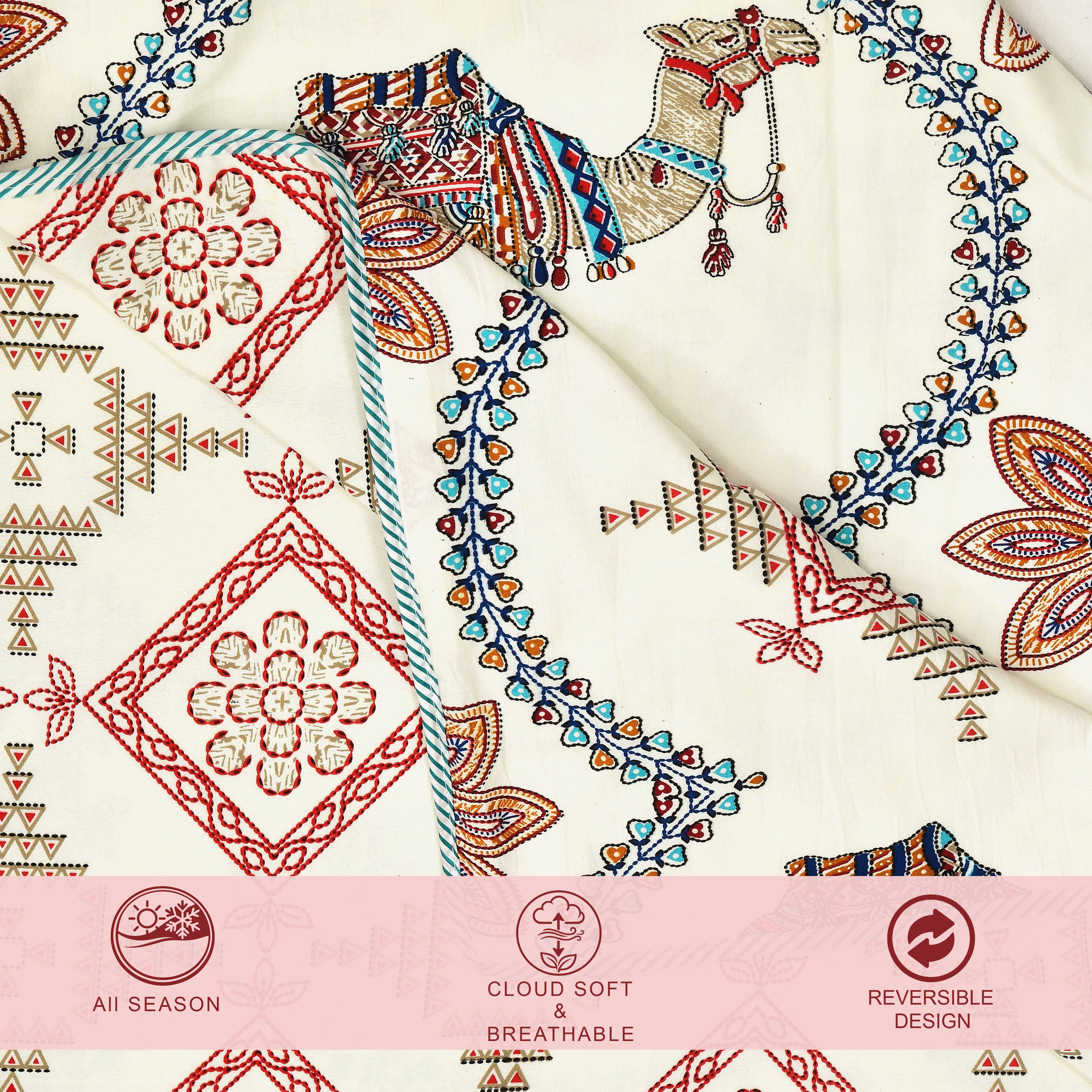 Jaipur Bagh Single Dohar Dull Cotton Kashida Print Blue