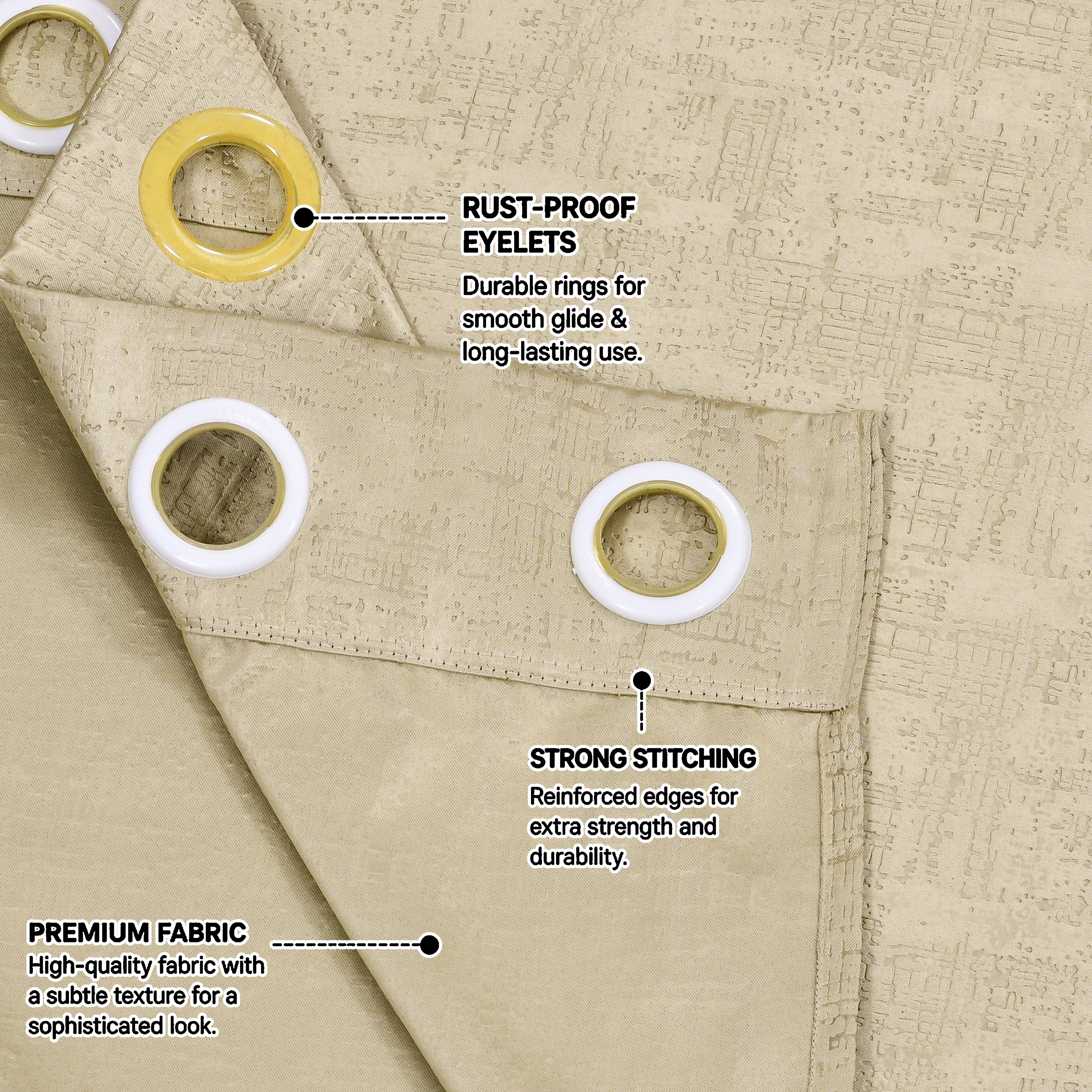 Lily Door XL Curtains 90% Blackout 280 GSM Embossed Textured Gold