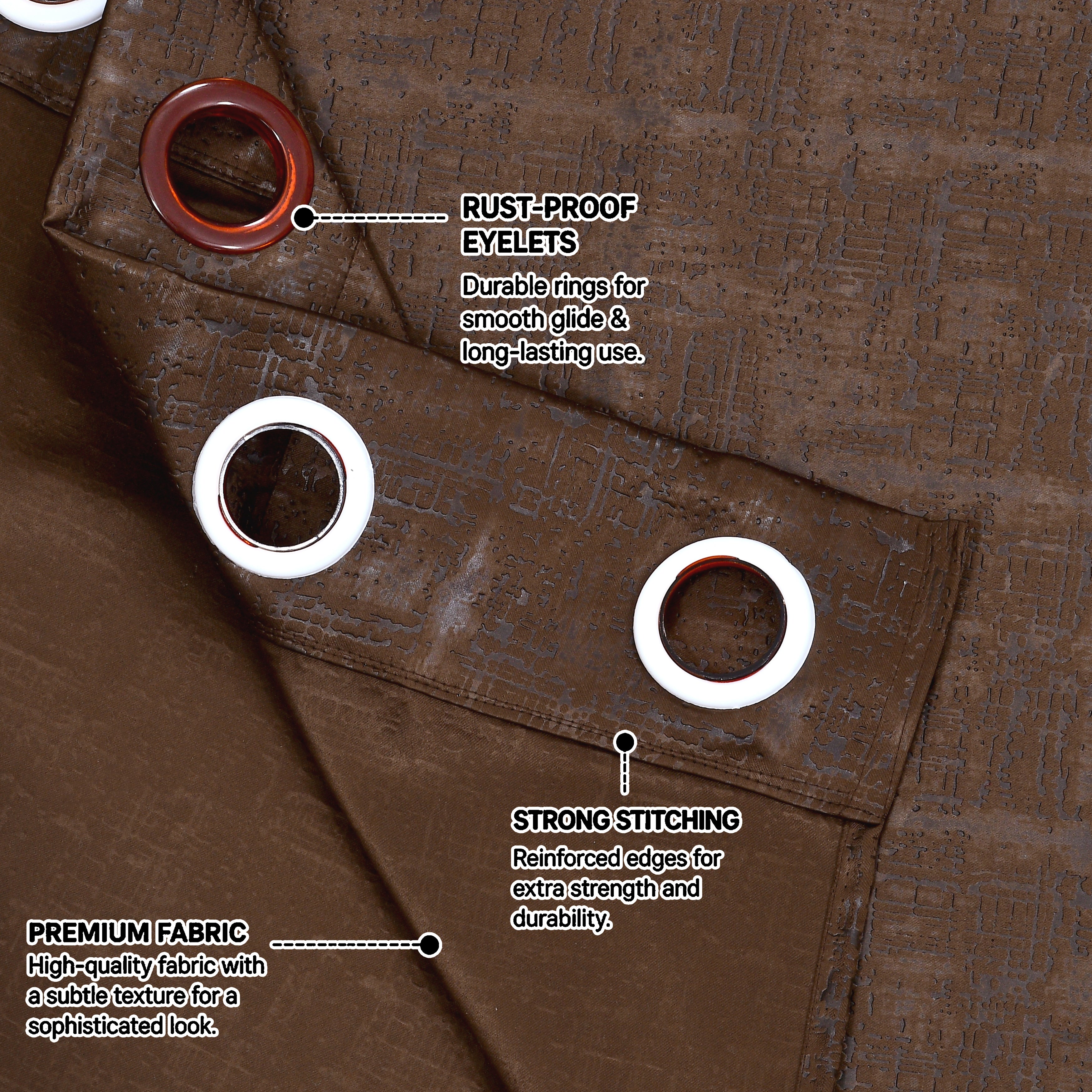 Lily Door XL Curtains 90% Blackout 280 GSM Embossed Textured Brown