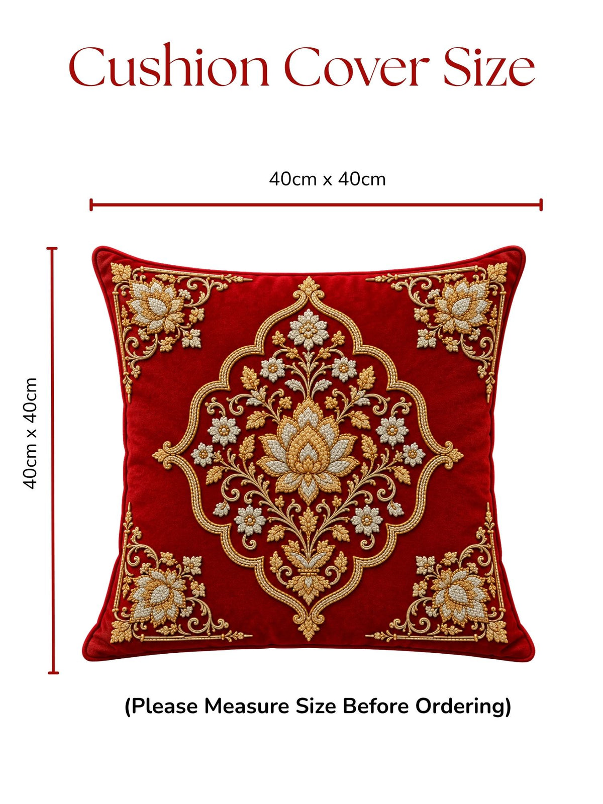 Regal Textures Micropeach Ethnic Motif Print Pack of 5 Cushion Covers (40 x 40 cm) - Red