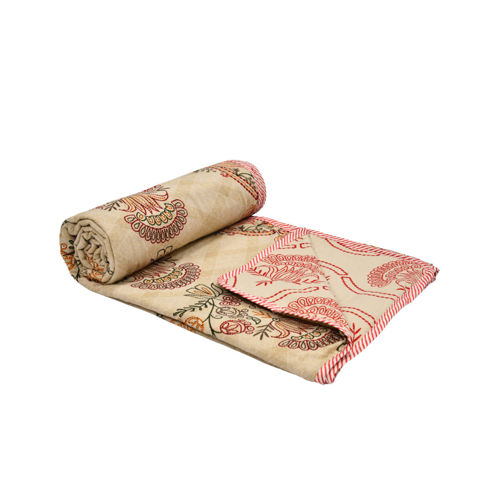 Jaipur Bagh Single Dohar Dull Cotton Kashida Style Brown