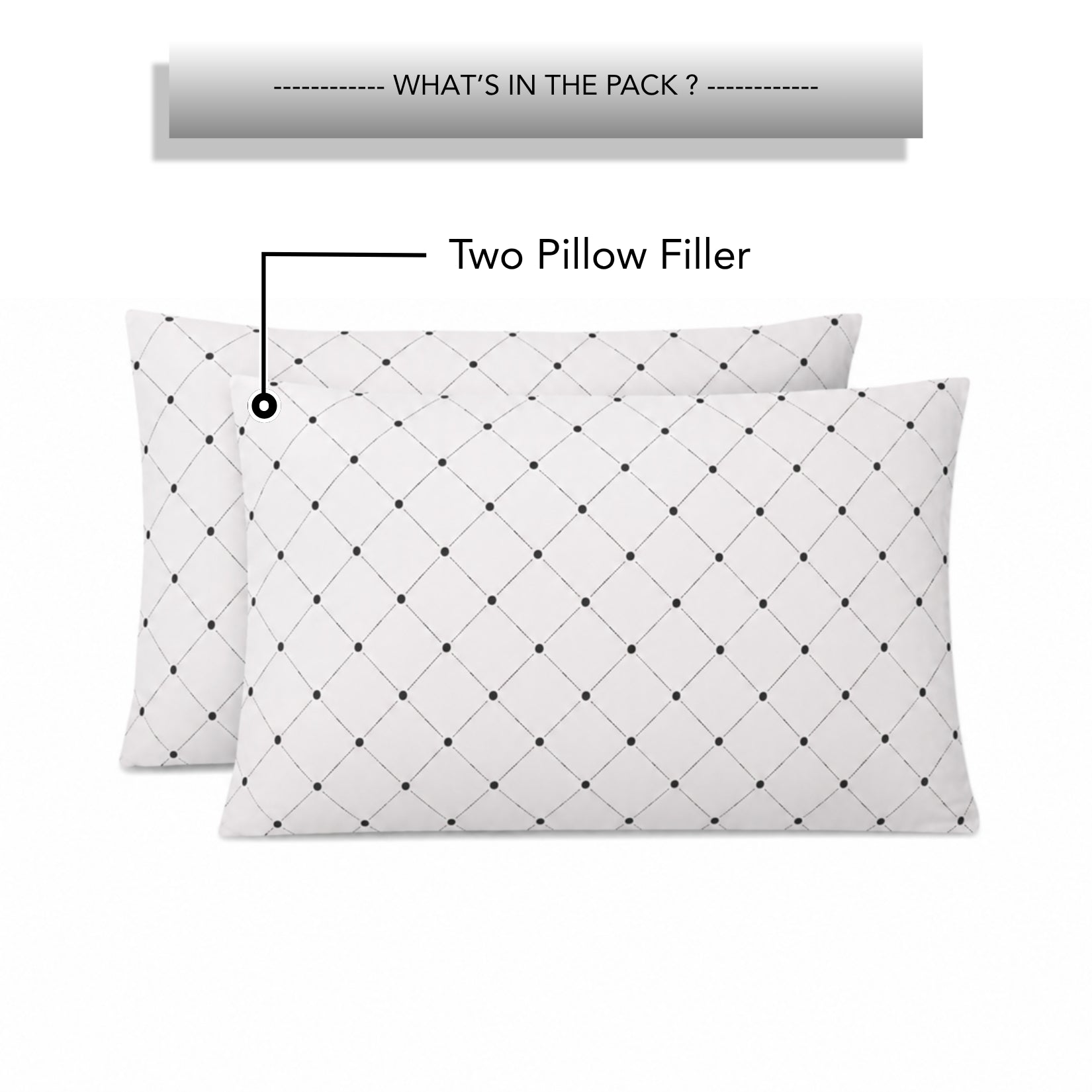Jasmine Pillows ( Set of 2 ) Poly Shell with Fiber Filling Check Print White Regular