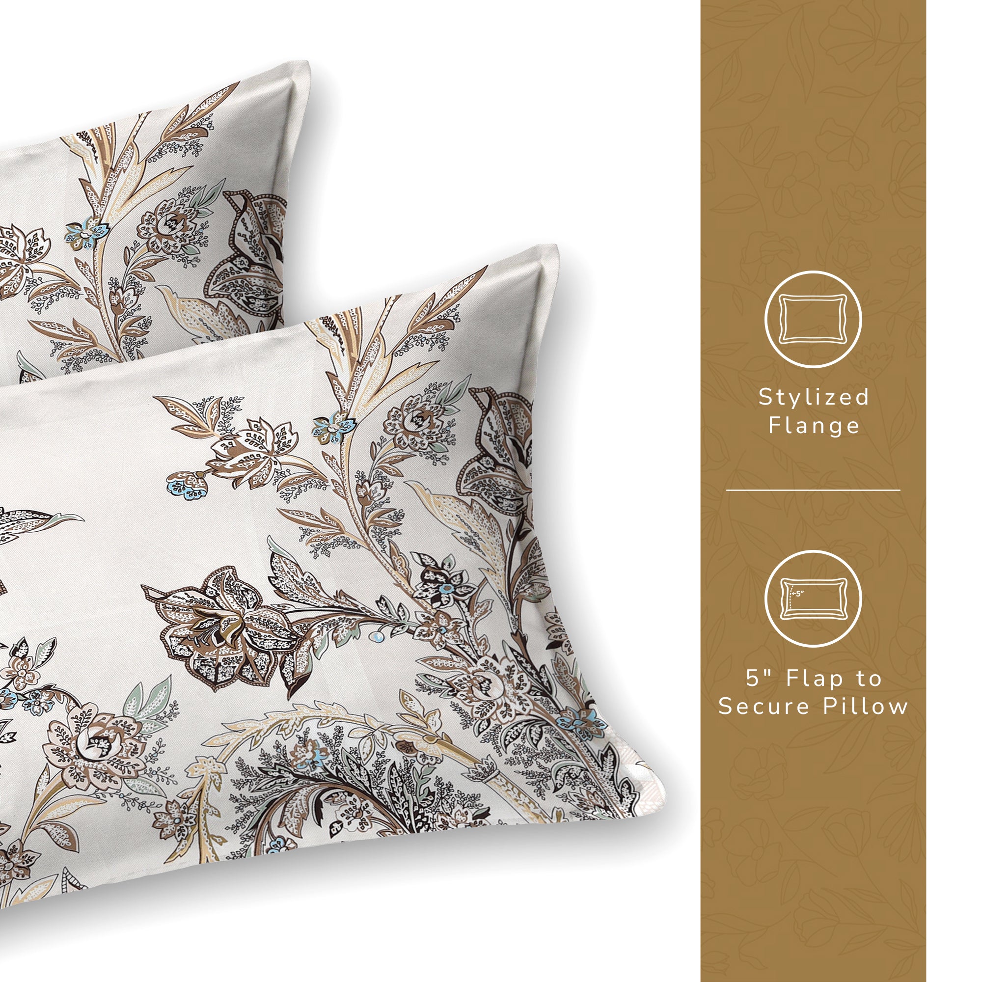 Daisy King Fitted Sheet with 2 Pillow Covers 130 GSM Micropeach Classic Paisley Brown