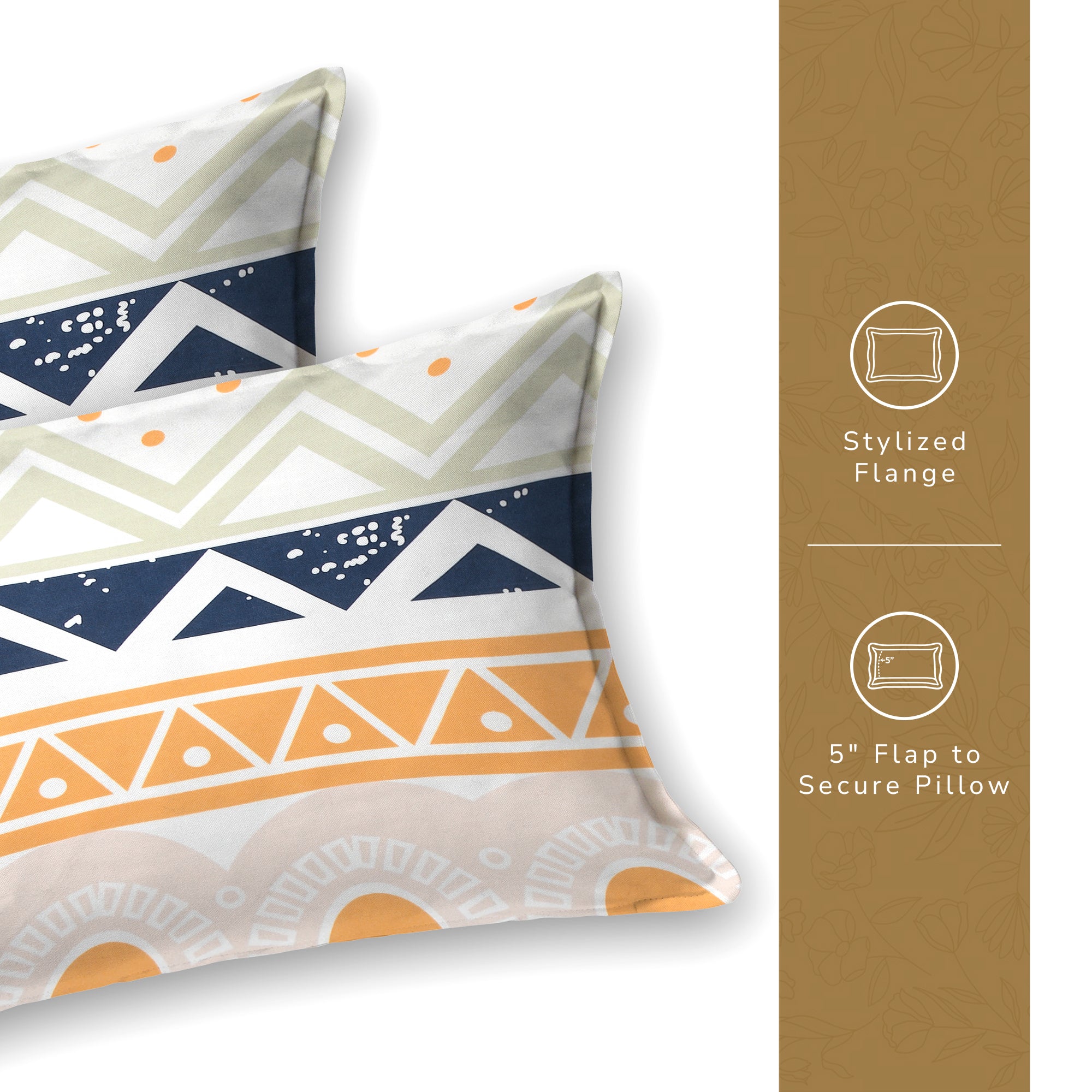 Daisy King Fitted Sheet with 2 Pillow Covers 130 GSM Micropeach Simple Geometrics Orange