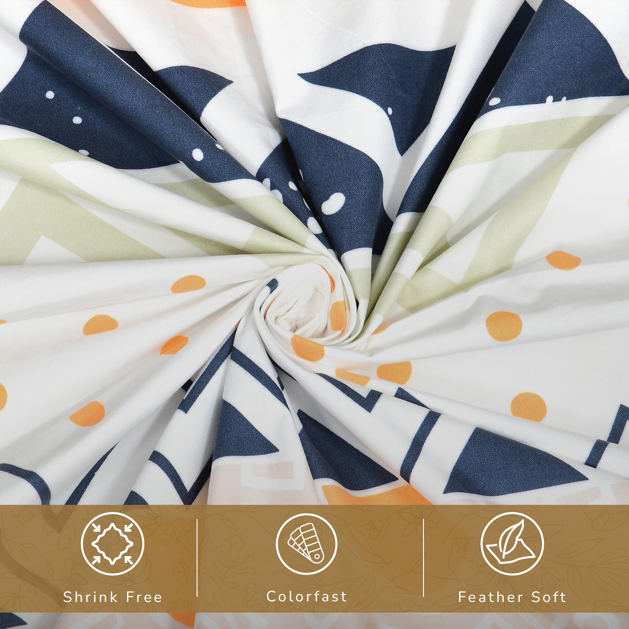 Daisy Queen Fitted Sheet with 2 Pillow Covers 130 GSM Micropeach Simple Geometrics Orange