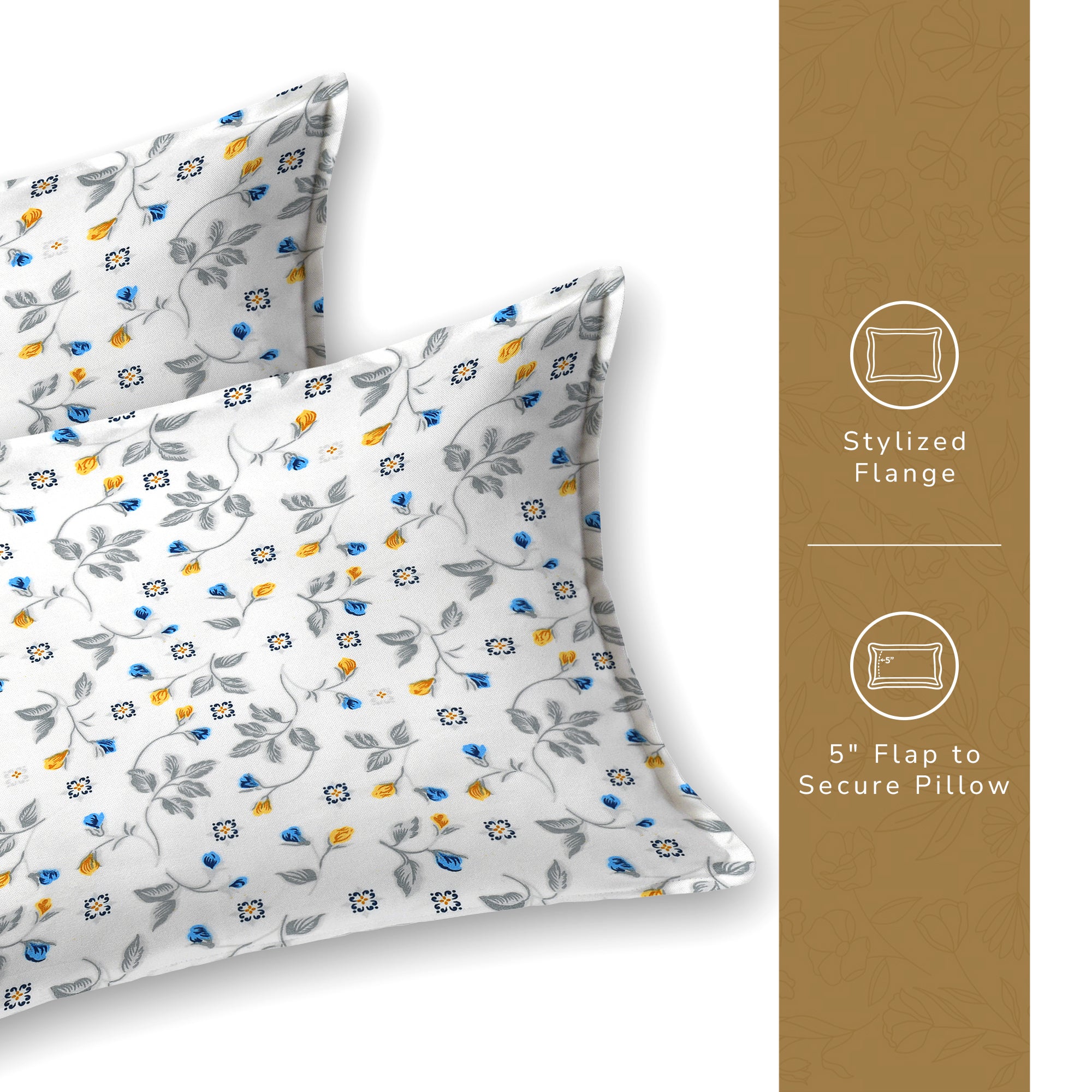 Daisy Queen Bedsheet with 2 Pillow Covers 130 GSM Micropeach Floral Beauty Blue