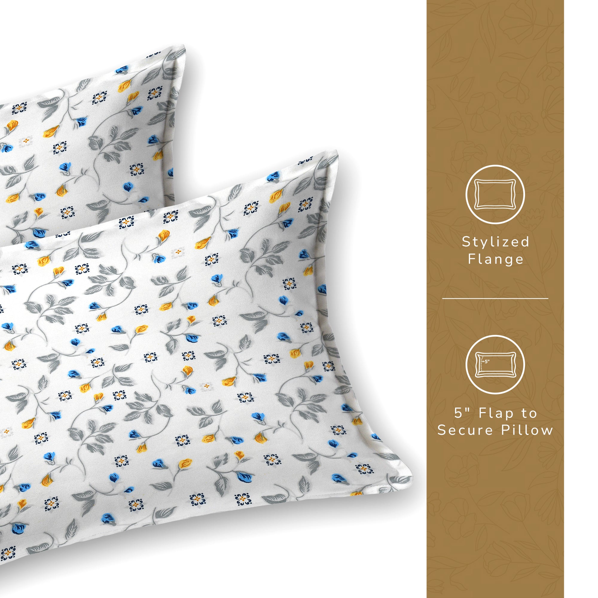 Daisy Single Bedsheet with 1 Pillow Cover 130 GSM Micropeach Floral Beauty Blue