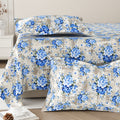 Daisy Queen Bedsheet with 2 Pillow Covers 130 GSM Micropeach Vintage Floral Blue