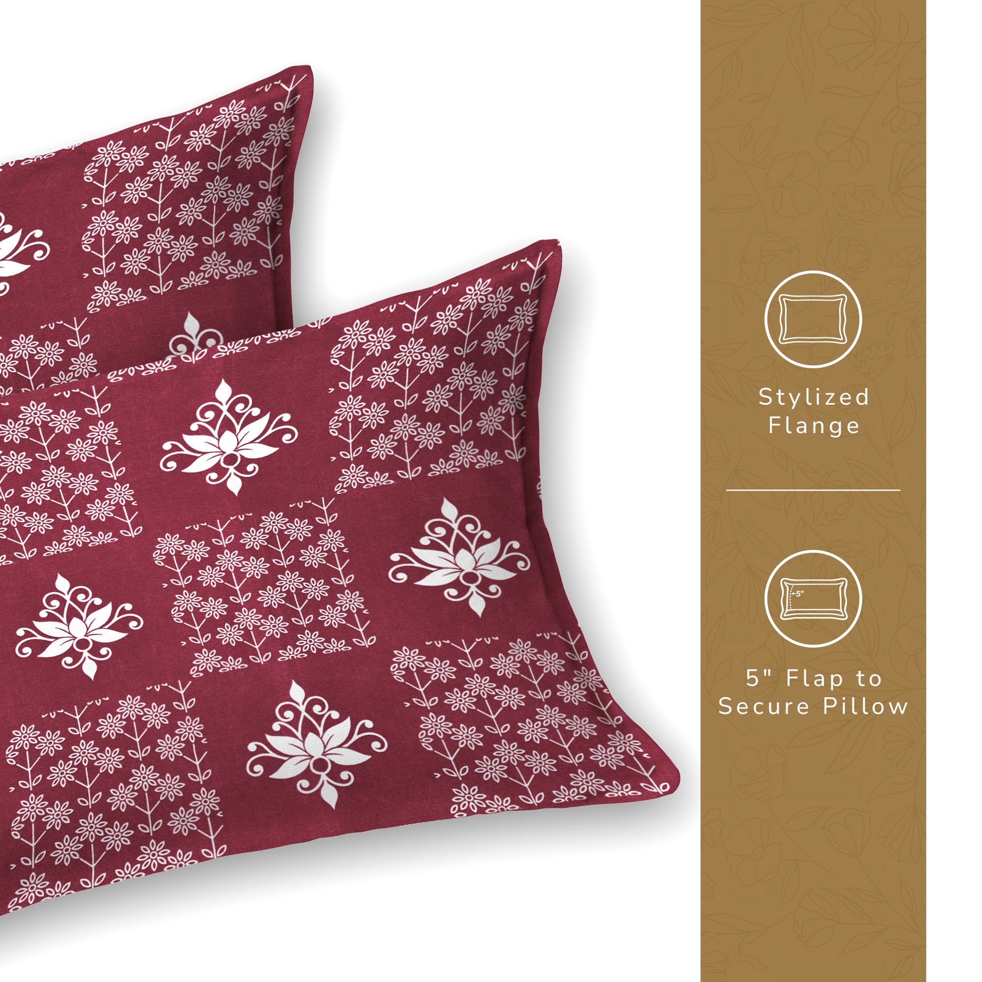 Daisy Queen Bedsheet with 2 Pillow Covers 130 GSM Micropeach Floral Diamond Red