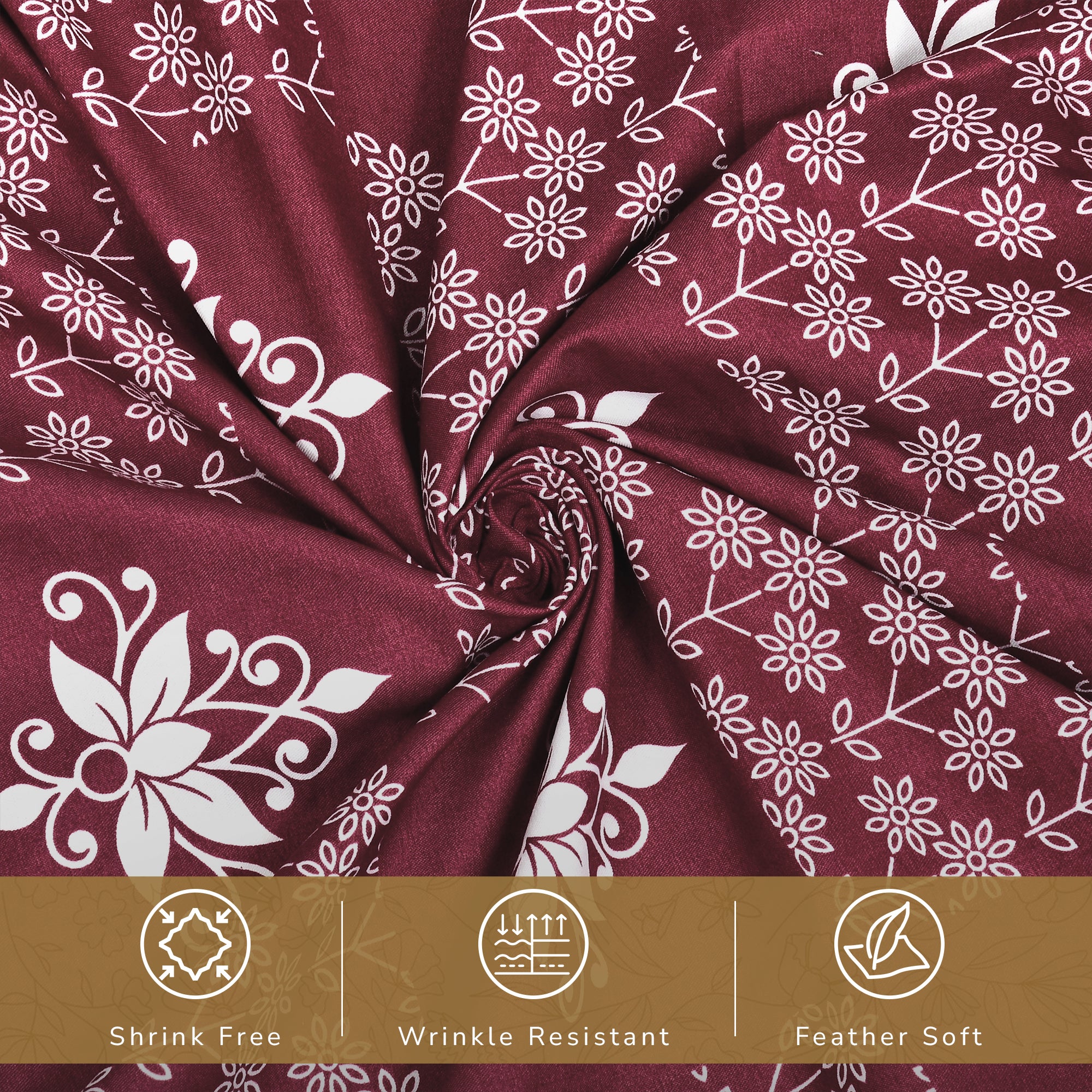 Daisy Single Bedsheet with 1 Pillow Cover 130 GSM Micropeach Floral Diamond Red