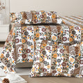 Daisy Single Bedsheet with 1 Pillow Cover 130 GSM Micropeach Liitle Flowers Brown
