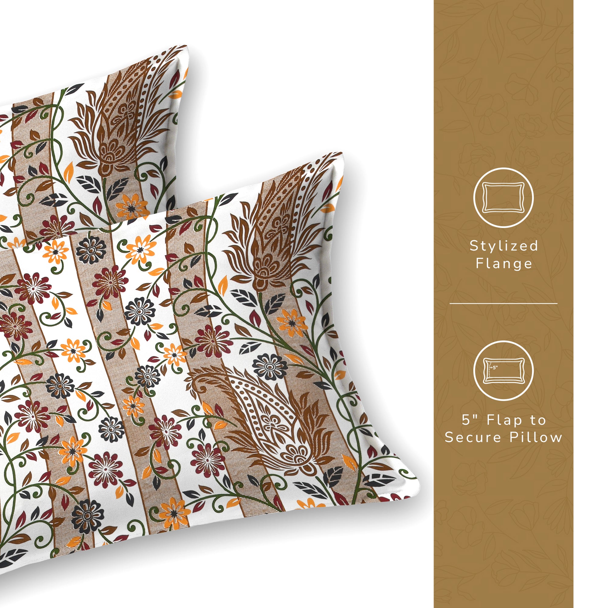 Daisy Single Bedsheet with 1 Pillow Cover 130 GSM Micropeach Liitle Flowers Brown