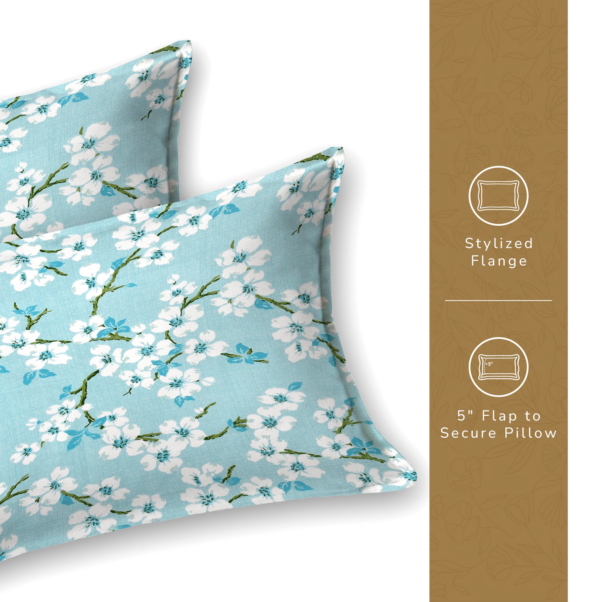 Daisy Queen Bedsheet with 2 Pillow Covers 130 GSM Micropeach Blossam Blue Blue