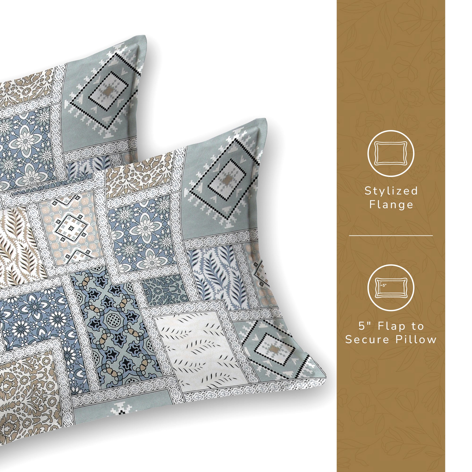 Daisy Single Bedsheet with 1 Pillow Cover 130 GSM Micropeach Classic Mosaic Grey