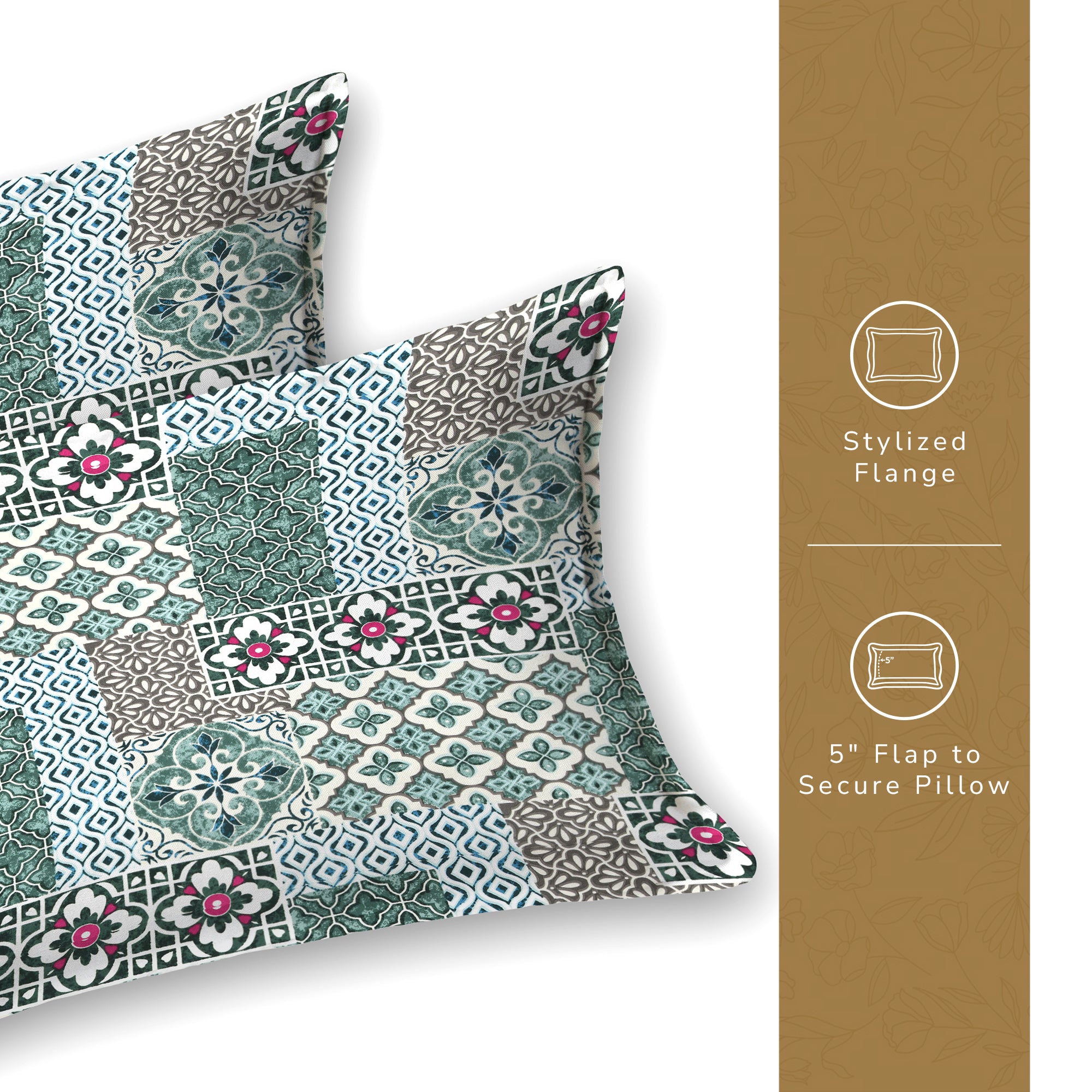 Daisy Queen Bedsheet with 2 Pillow Covers 130 GSM Micropeach Heritage Mosaic Brown