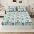 Daisy Queen Fitted Sheet with 2 Pillow Covers 130 GSM Micropeach Heritage Mosaic Brown
