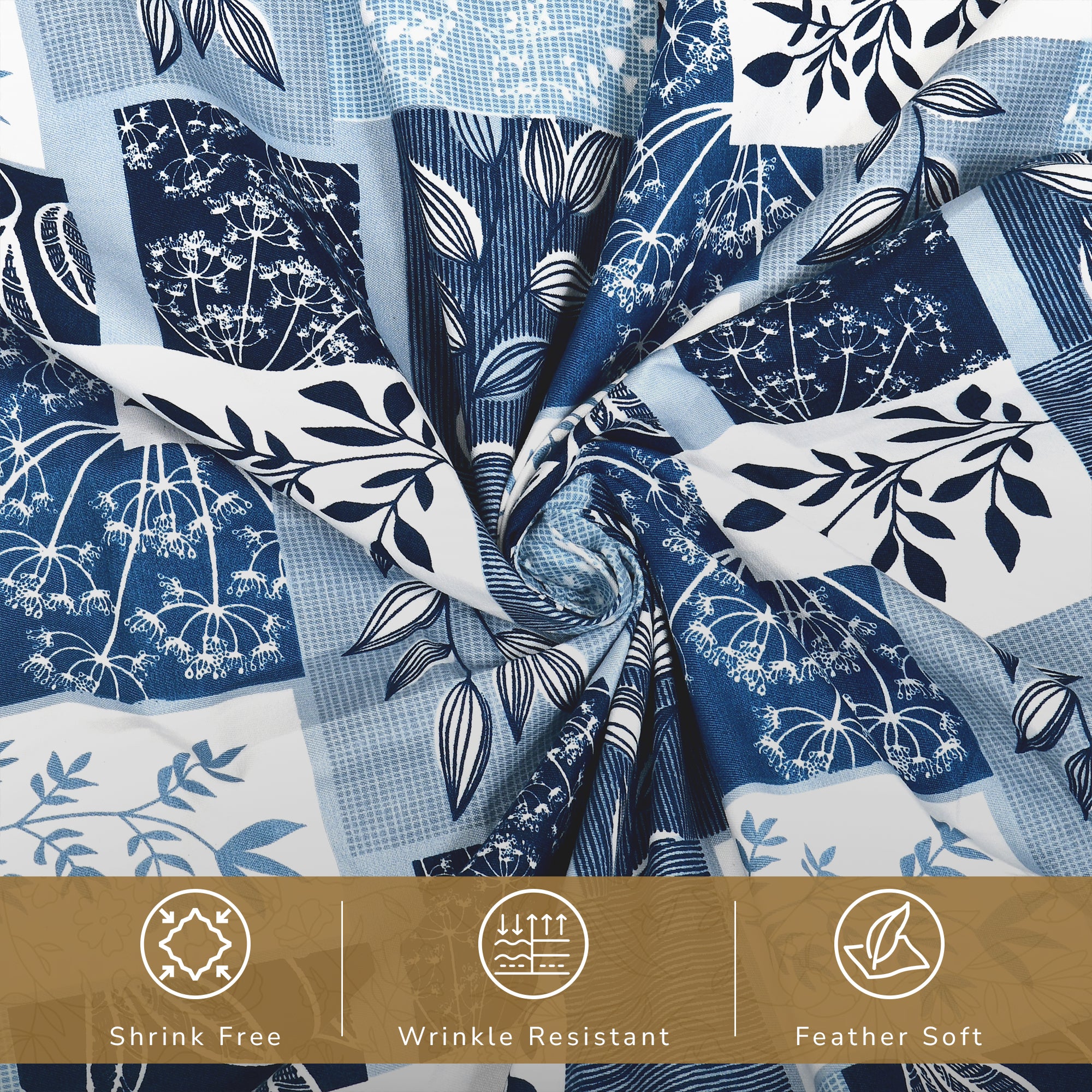 Daisy Single Bedsheet with 1 Pillow Cover 130 GSM Micropeach Floral Block Blue