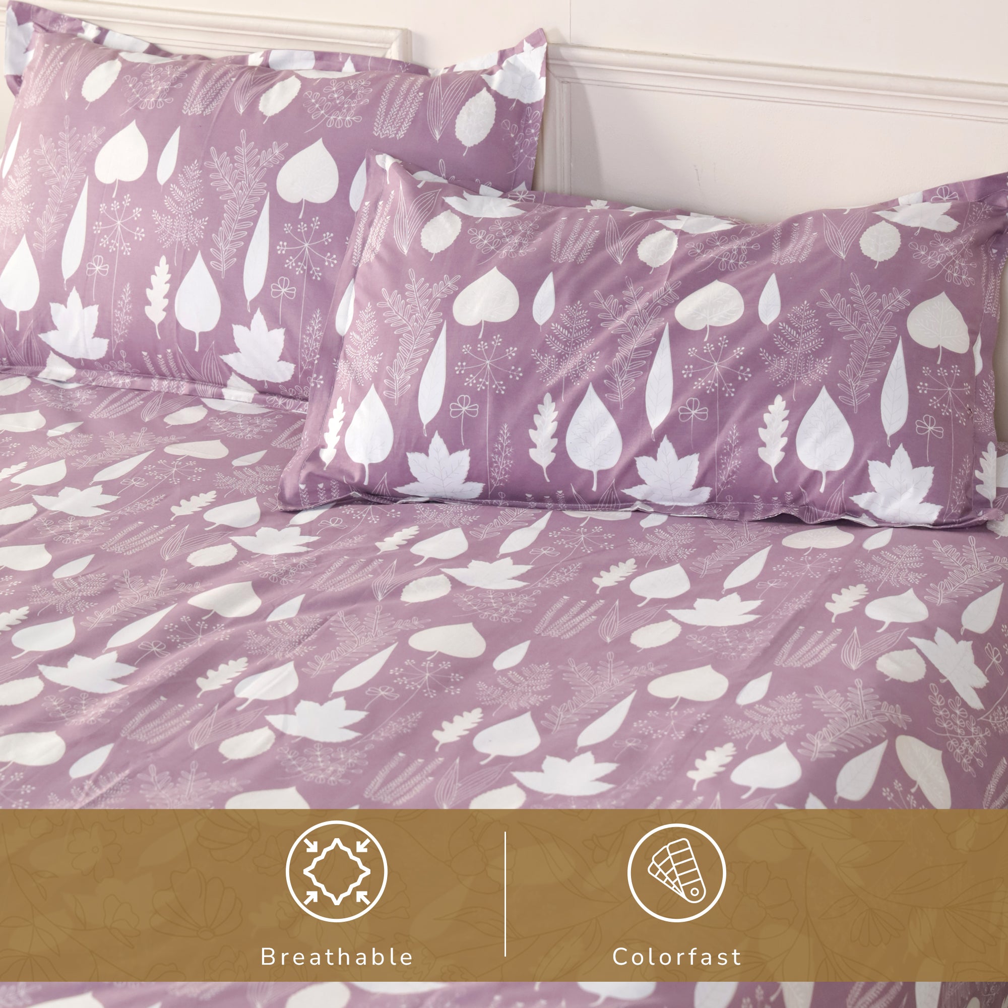 Jaipur Bagh King Bedsheet with 2 Pillow Covers 100% Cotton 120 TC Simple Floral Purple
