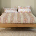 Jaipur Bagh King Fitted Sheet with 2 Pillow Covers 100% Cotton 120 TC Kantha Stitch Red