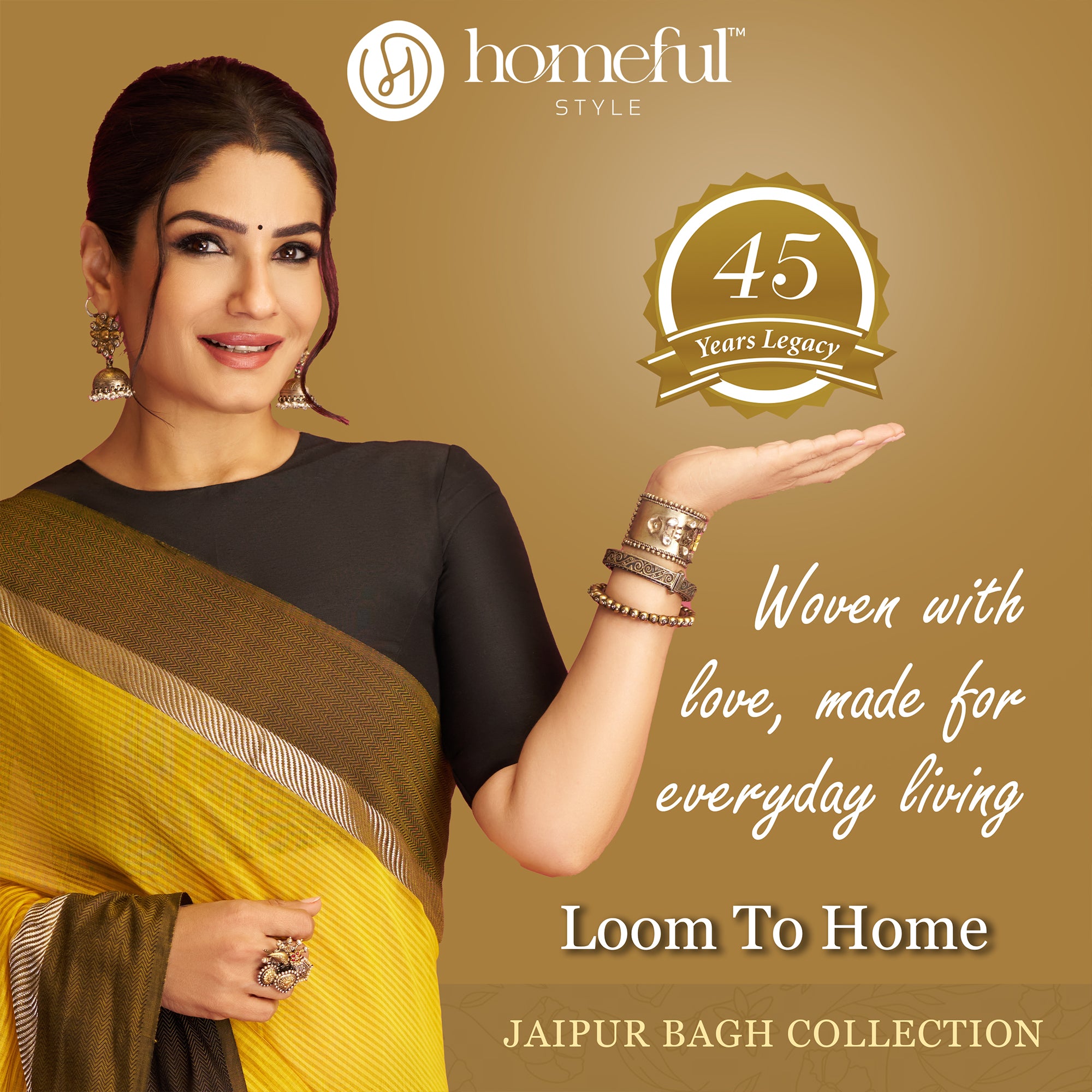 Jaipur Bagh King Bedsheet with 2 Pillow Covers 100% Cotton 120 TC Bagru Blue Gold Print