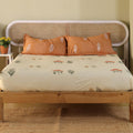 Jaipur Bagh Queen Fitted Sheet with 2 Pillow Covers 100% Cotton 120 TC Ethnic Block Yellow Khari Print