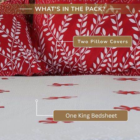 Jaipur Bagh King Bedsheet with 2 Pillow Covers 100% Cotton 120 TC Classy Floral Grey Khari Print