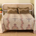 Jaipur Bagh King Bedsheet with 2 Pillow Covers 100% Cotton 120 TC Kashida Style Brown