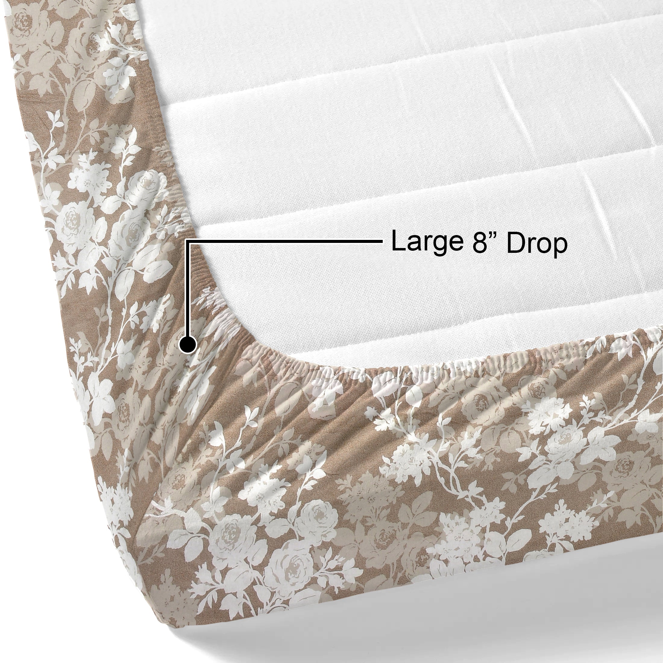 Lotus Queen Fitted Sheet with 2 Pillow Covers 100% Cotton 120 TC Rose Bouquet Brown