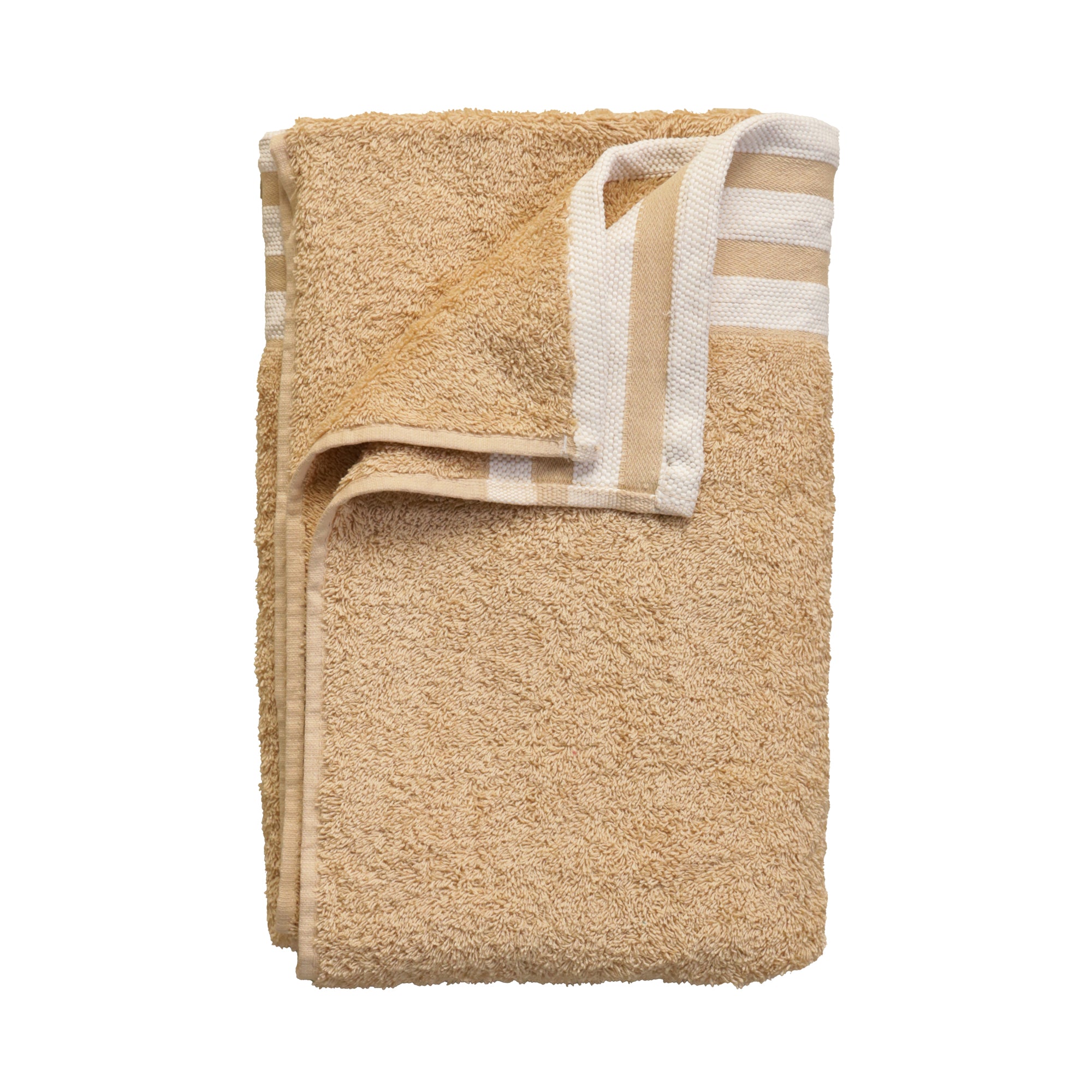 Lily Bath Towel Large 100% Cotton 550 GSM White Border Beige Long Pile