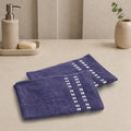 Lotus Hand Towel (Set of 2) 100% Cotton 365 GSM Sculpted Border Navy