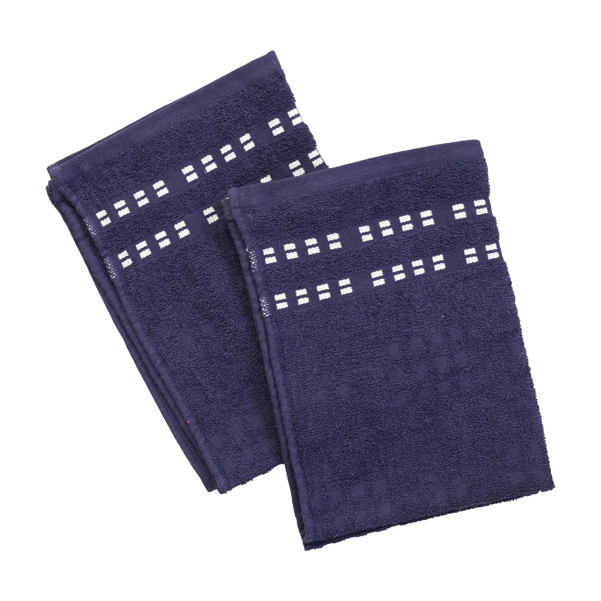 Lotus Hand Towel (Set of 2) 100% Cotton 365 GSM Sculpted Border Navy