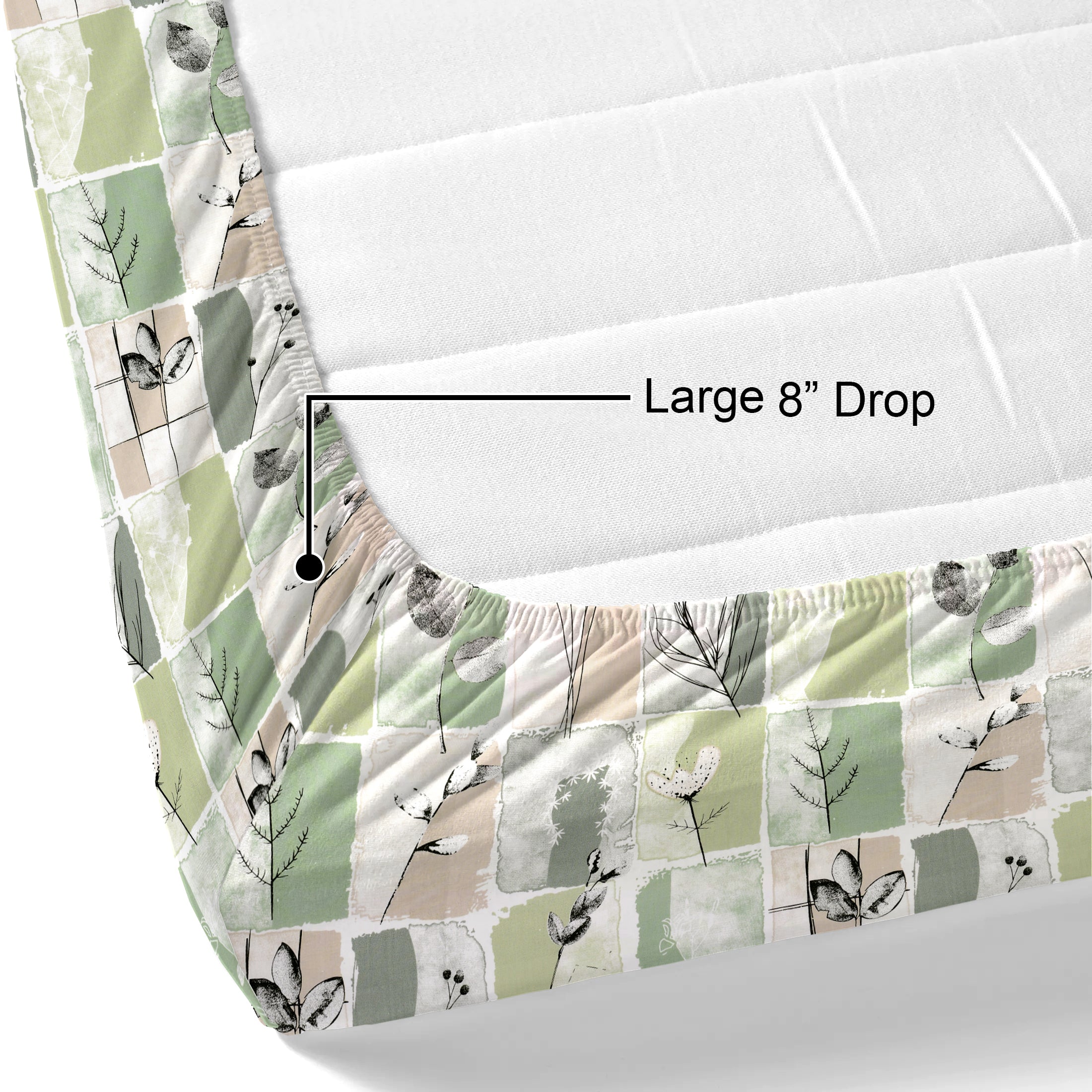 Lily King Fitted Sheet with 2 Pillow Covers 100% Cotton 180 TC Twill Weave Modern Floral Green