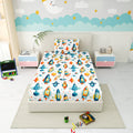 Little Joy Singe Fitted Sheet with 1 Pillow Cover 130 GSM Micropeach Space Craft White