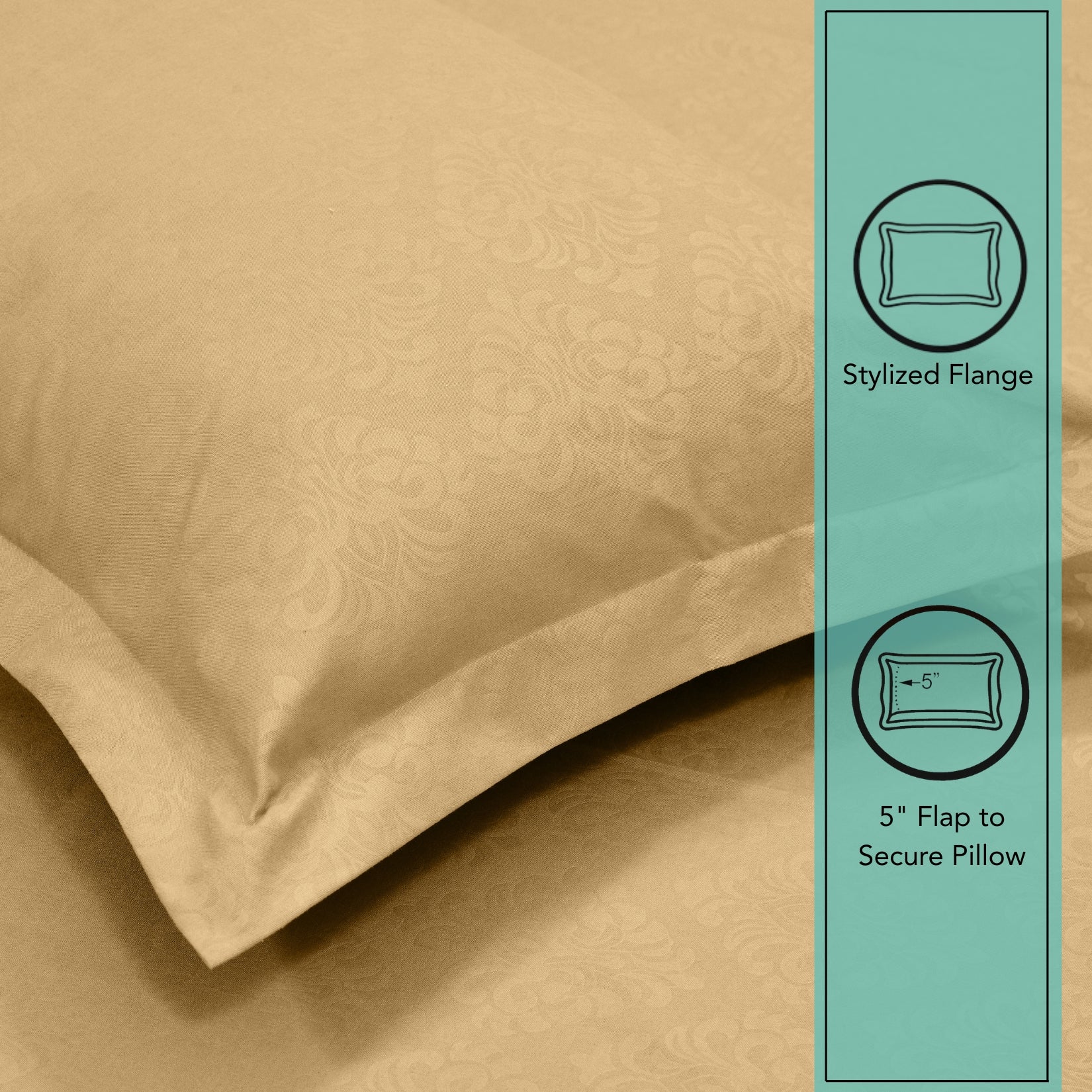 Jasmine Queen Fitted Sheet with 2 Pillow Covers 115 GSM Micropeach Embossed Jaquard Camel