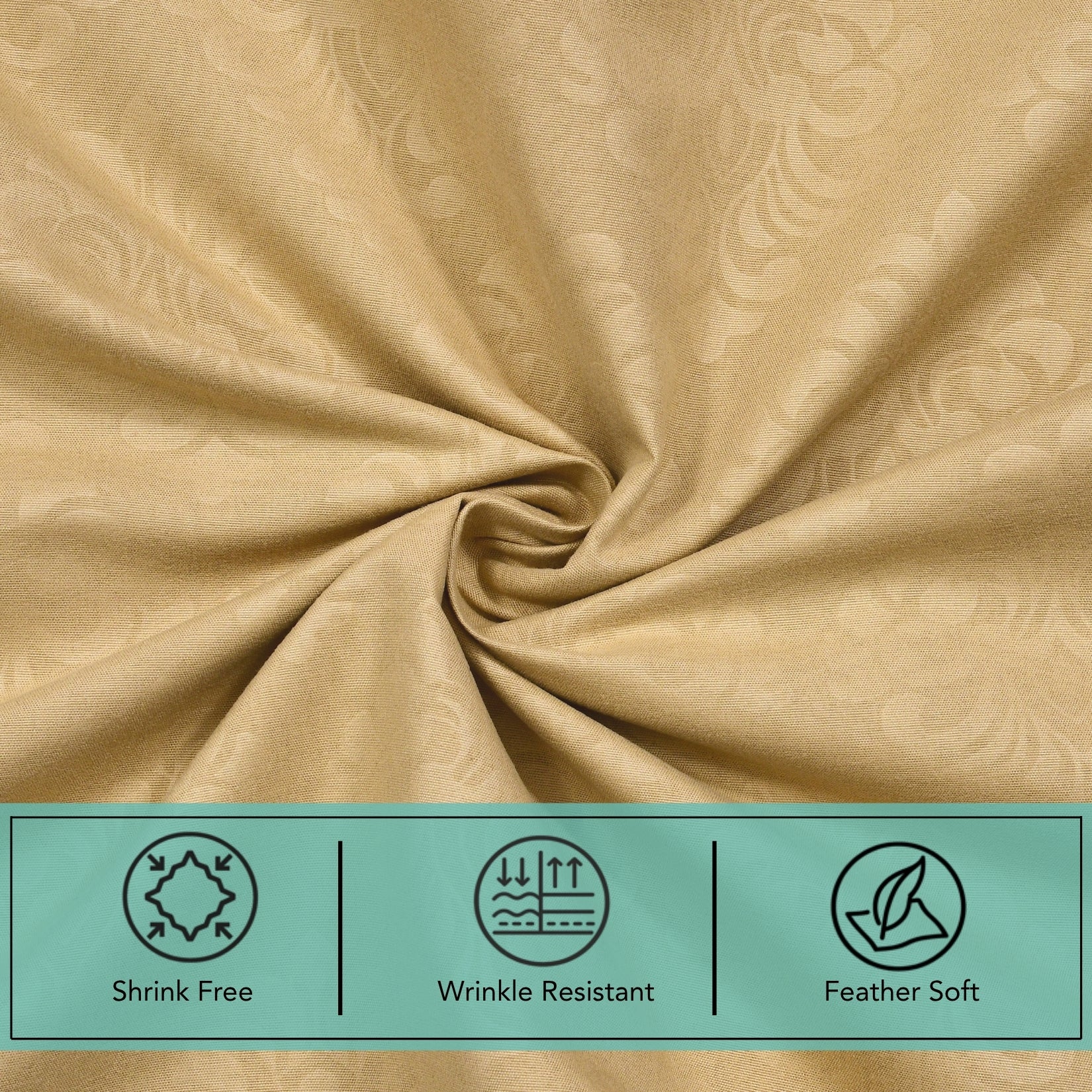 Jasmine Queen Fitted Sheet with 2 Pillow Covers 115 GSM Micropeach Embossed Jaquard Camel