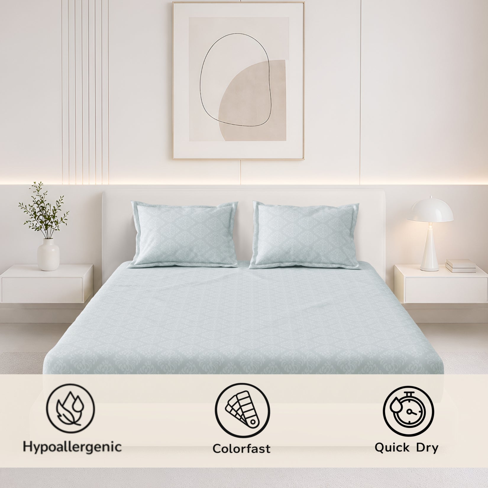 Jasmine King XL Bedsheet with 2 Pillow Covers 115 GSM Micropeach Embossed Jaquard Grey