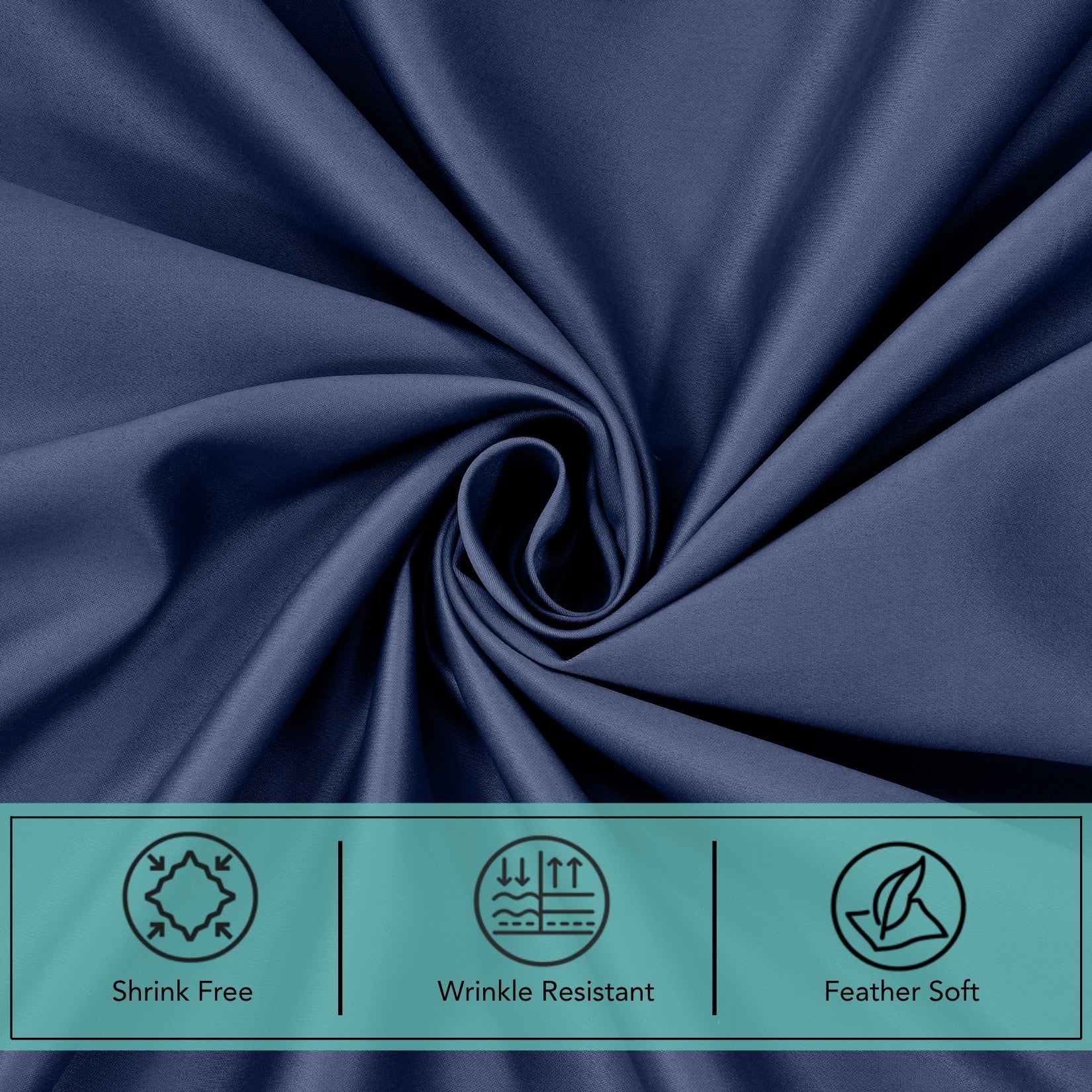 Tulip King XL Bedsheet with 2 Pillow Covers 125 GSM Micropeach Super Sateen Navy