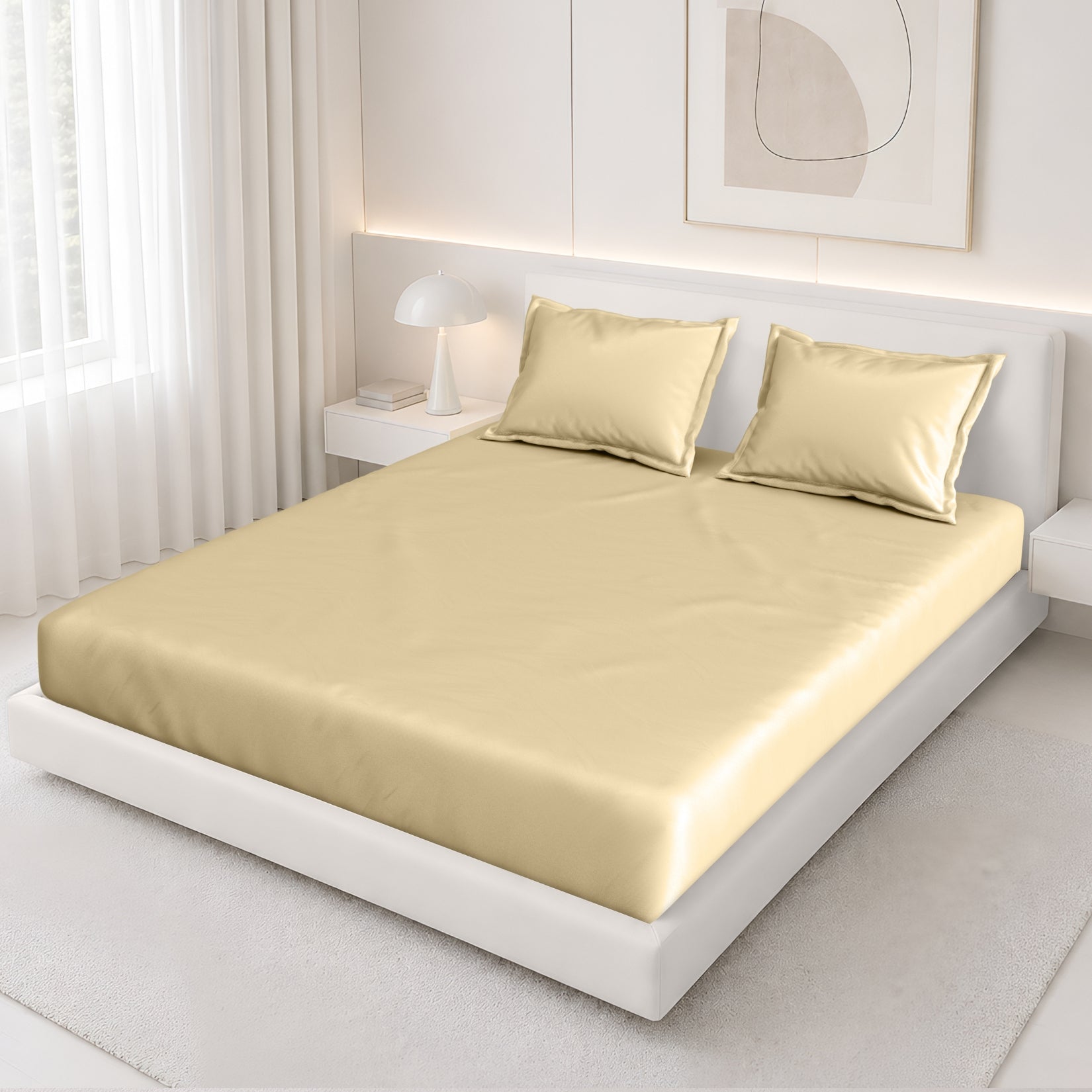 Tulip King XL Bedsheet with 2 Pillow Covers 125 GSM Micropeach Super Sateen Gold