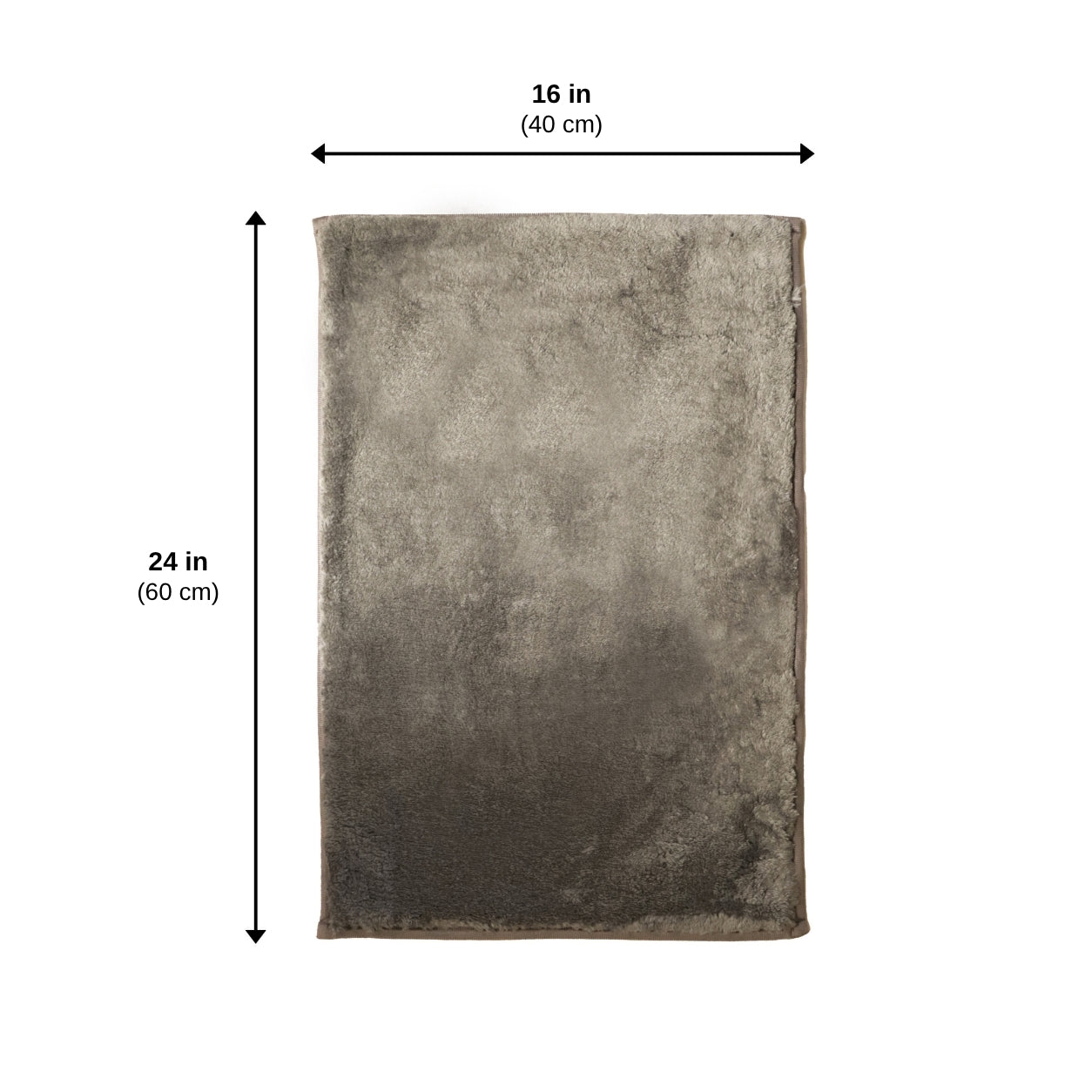 Rose Large Size Bath Mat Rabit Fur With TPR Backing Solid Grey