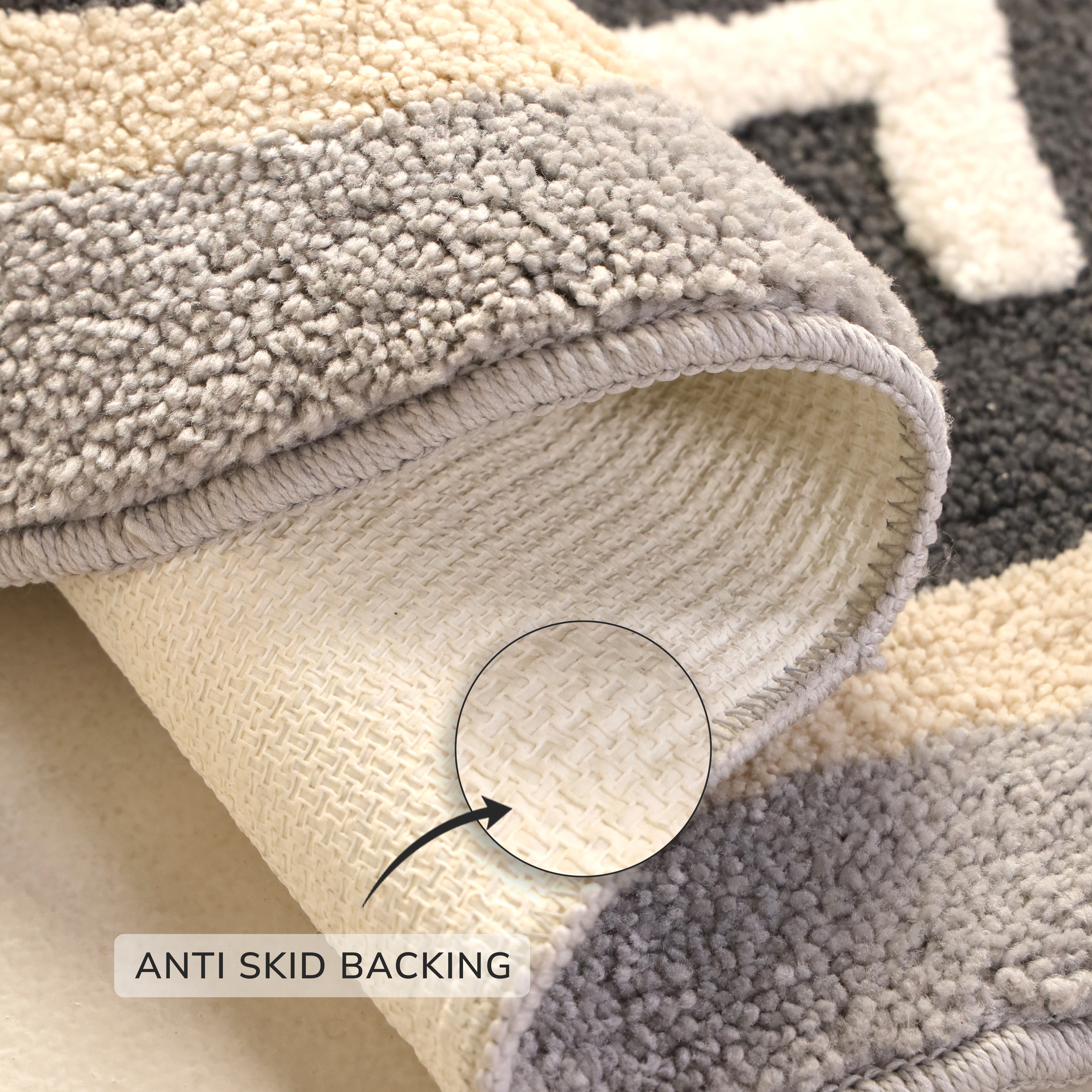 Lily Xtra Large Size Bath Mat Micro with Latex Backing Oval Bath Grey