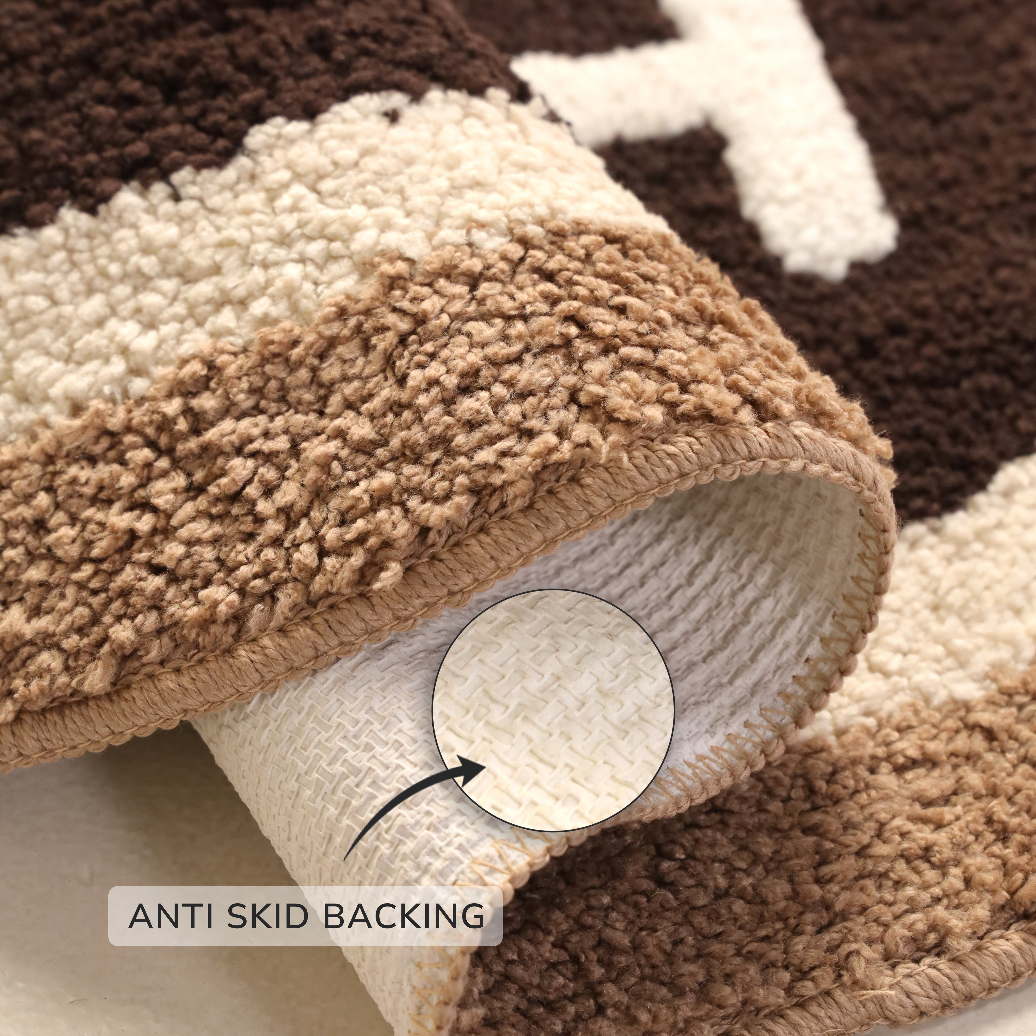 Lily Xtra Large Size Bath Mat Micro with Latex Backing Oval Bath Coffee