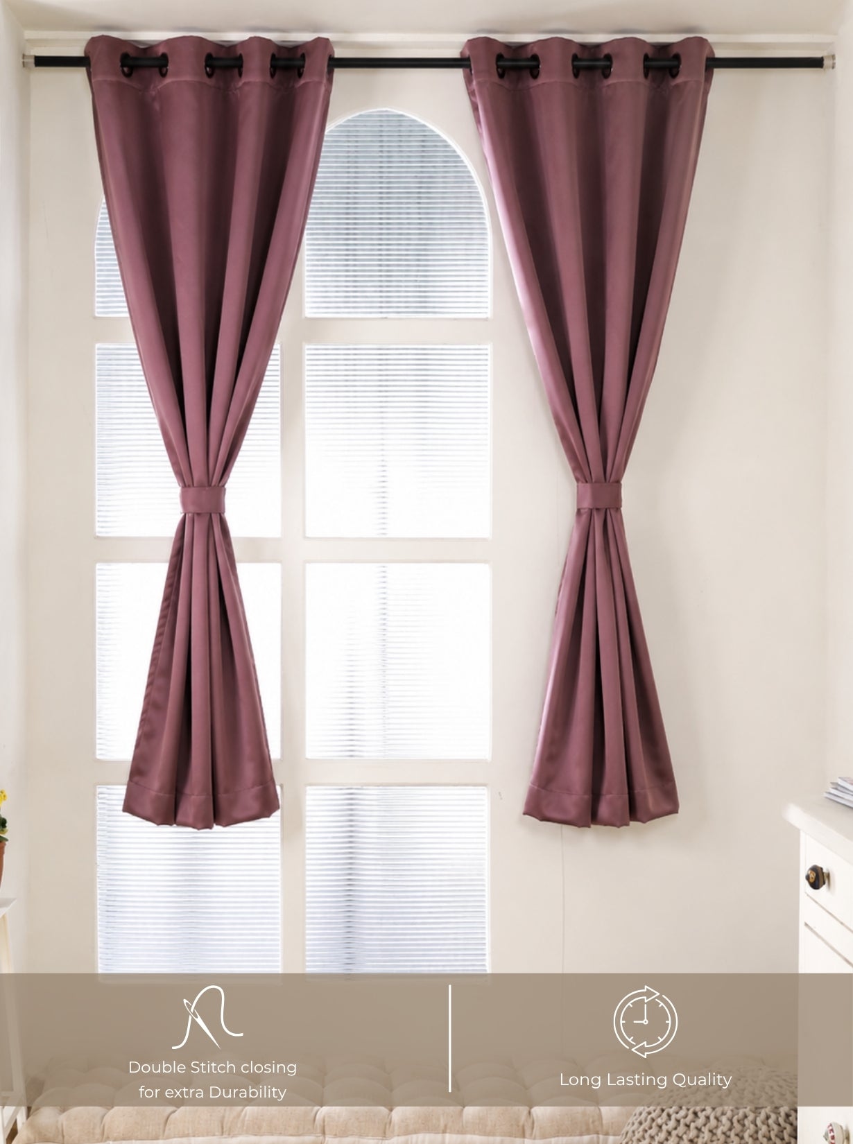 Rose Window Curtains (Set of 2) 90% Blackout 280 GSM Solid Falsa