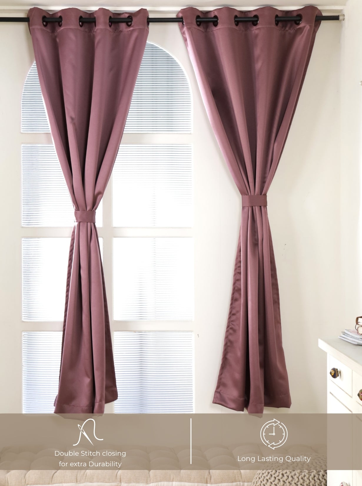 Rose Door XL Curtains (Set of 2) 90% Blackout 280 GSM Solid Falsa