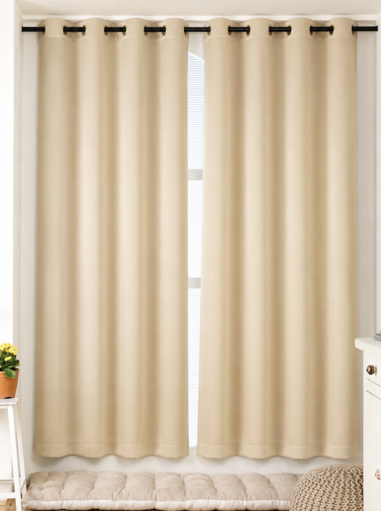 Rose Door Curtains (Set of 2) 90% Blackout 280 GSM Solid Gold