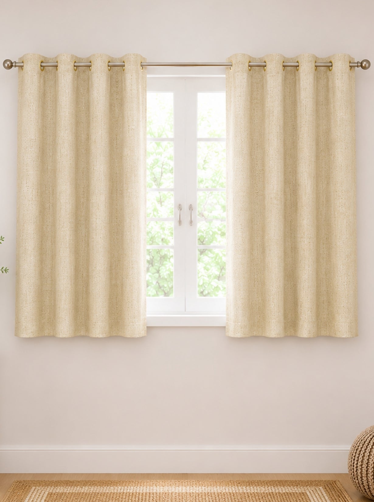Lily Window Curtains (Set of 2) 90% Blackout 280 GSM Embossed Textured Gold
