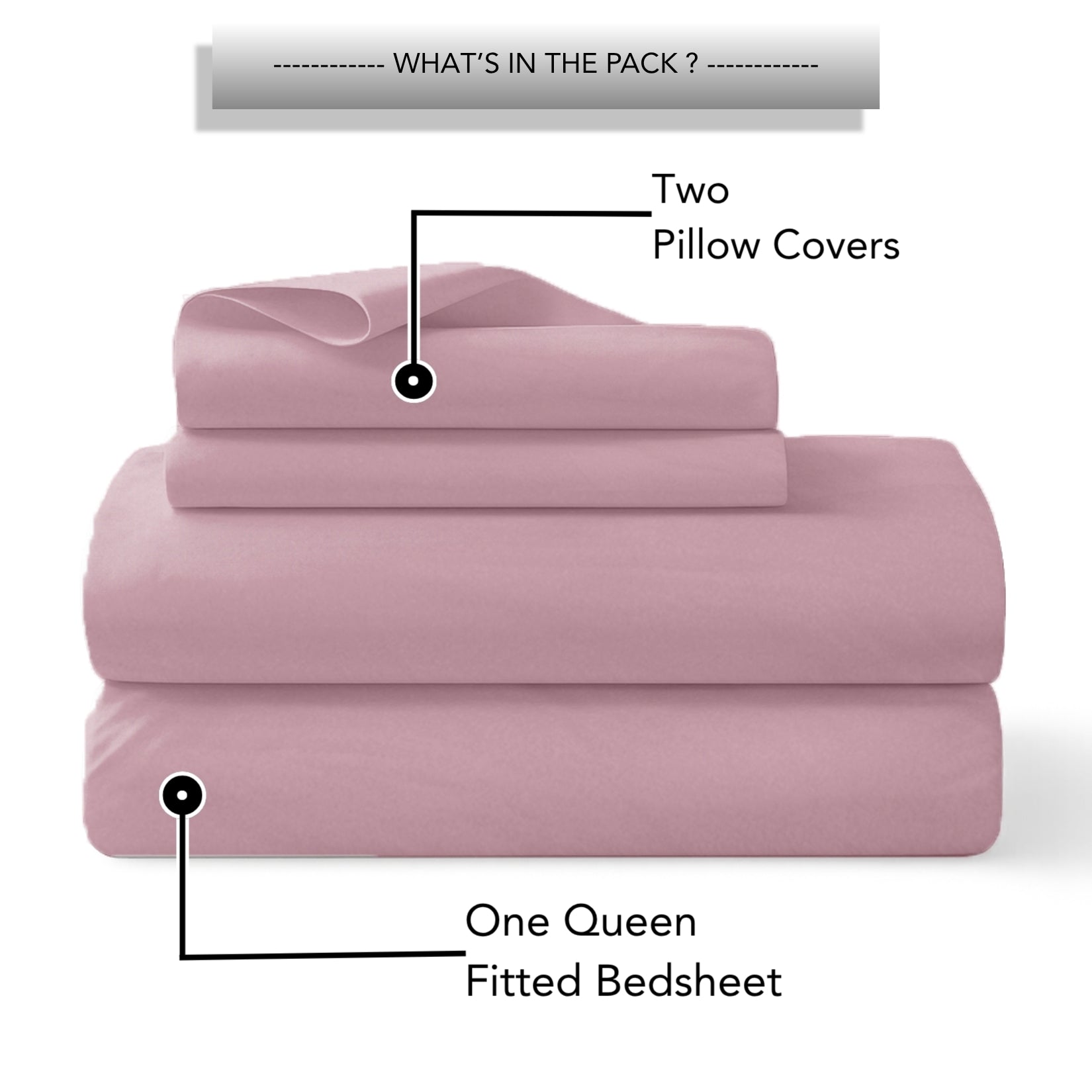 Tulip Queen Fitted Sheet with 2 Pillow Covers 125 GSM Micropeach Super Sateen Baby Pink