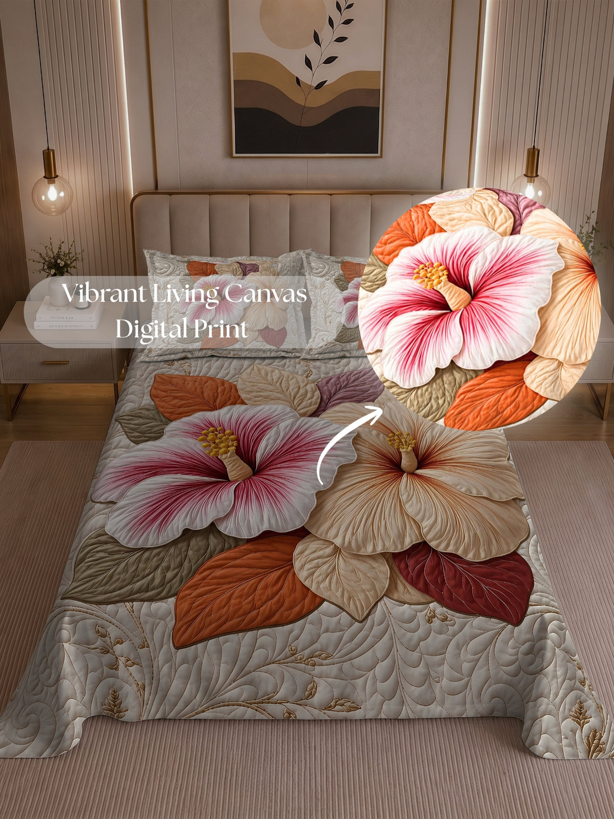 Homeful Style Living Canvas Floral Print 160 TC Bedsheet with 2 Pillow Covers