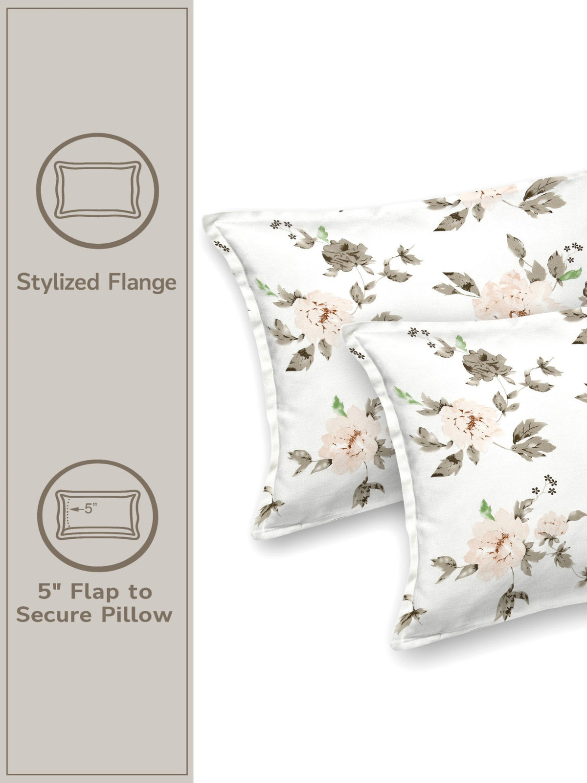 Lily 180 TC 100% Cotton Flora Bedsheet with 2 Pillow Covers – Brown