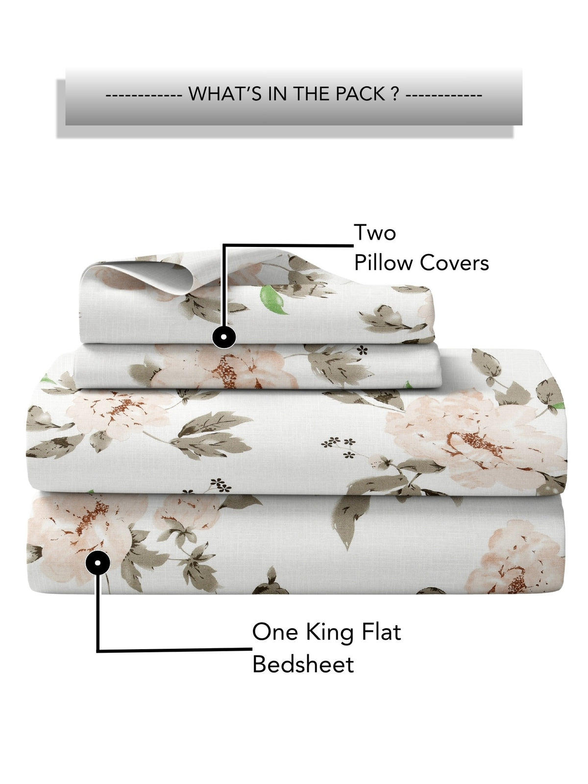 Lily 180 TC 100% Cotton Flora Bedsheet with 2 Pillow Covers – Brown