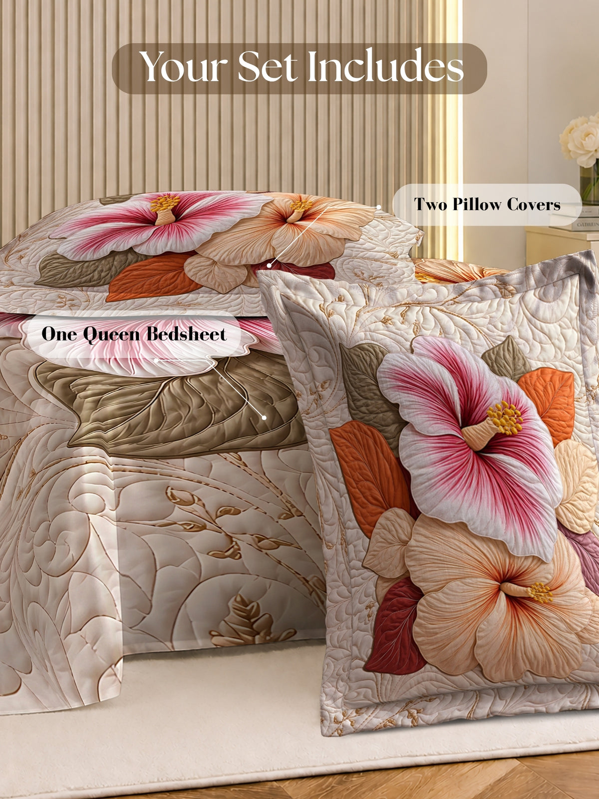 Homeful Style Living Canvas Floral Print 160 TC Bedsheet with 2 Pillow Covers